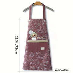 Animal Printed Waterproof Apron Adjustable Bib Apron with Big Pocket