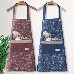 Animal Printed Waterproof Apron Adjustable Bib Apron with Big Pocket