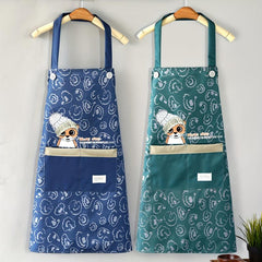 Animal Printed Waterproof Apron Adjustable Bib Apron with Big Pocket