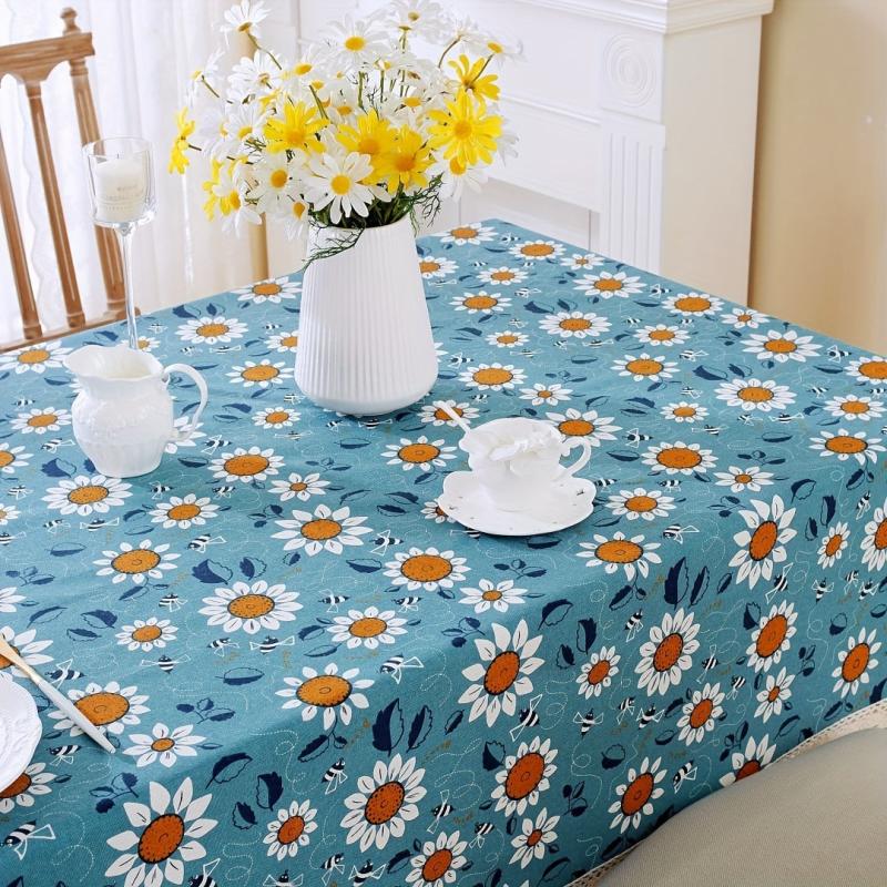 Sunflower Macrame Tablecloth Stain Resistant Waterproof Washable Table Cover
