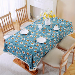 Sunflower Macrame Tablecloth Stain Resistant Waterproof Washable Table Cover