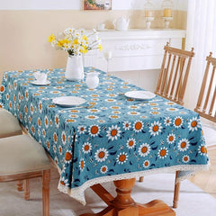 Sunflower Macrame Tablecloth Stain Resistant Waterproof Washable Table Cover