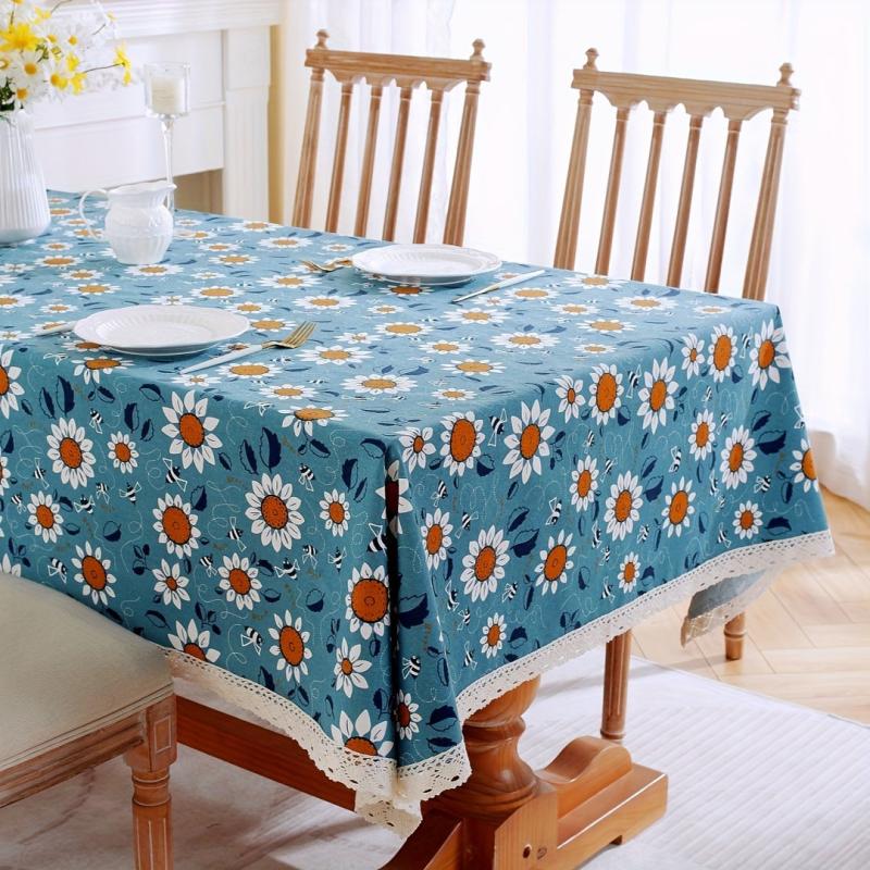 Sunflower Macrame Tablecloth Stain Resistant Waterproof Washable Table Cover