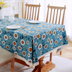 Sunflower Macrame Tablecloth Stain Resistant Waterproof Washable Table Cover