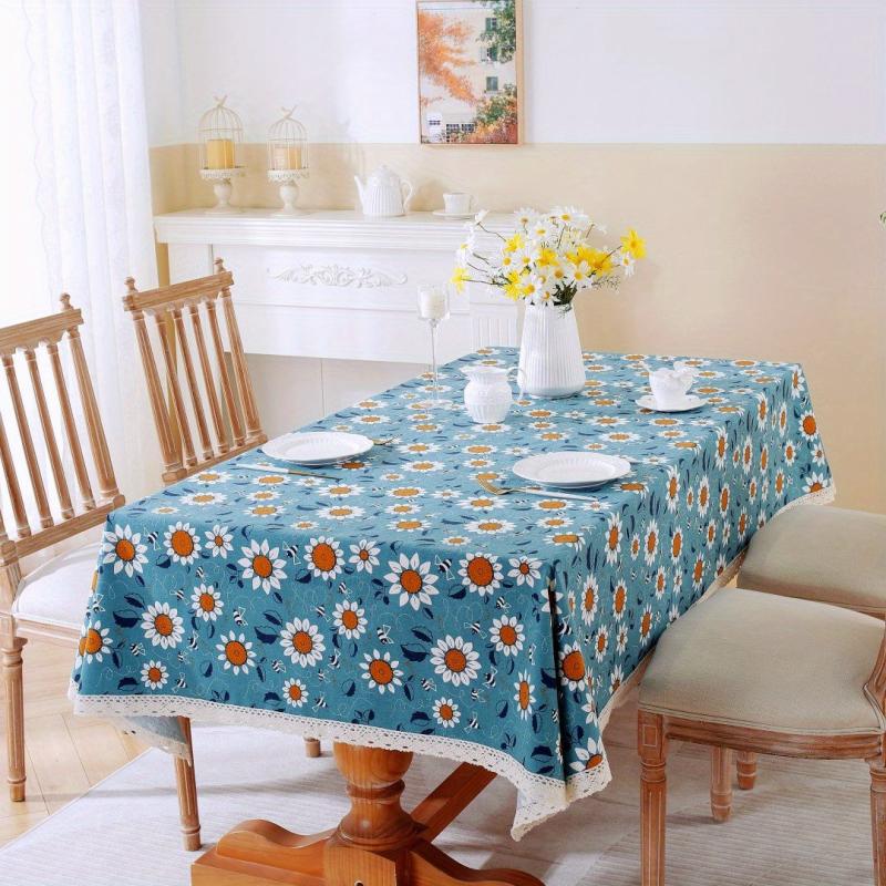 Sunflower Macrame Tablecloth Stain Resistant Waterproof Washable Table Cover
