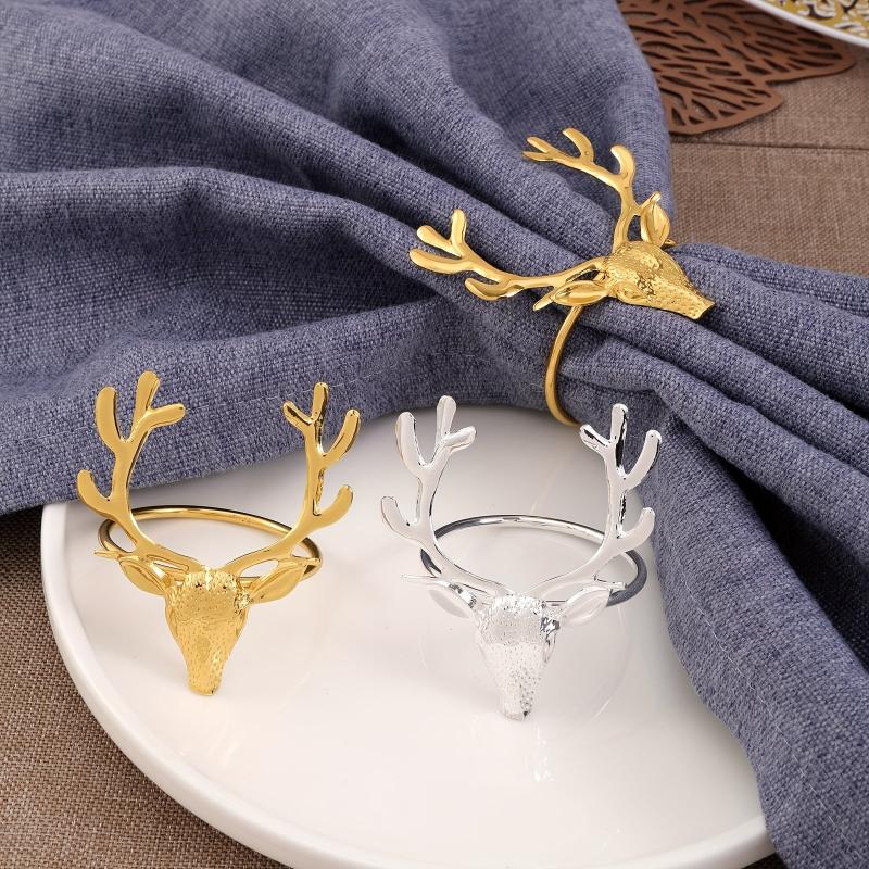 6pcs Deer Napkin Ring Nature Style Christmas Series Napkin Holder