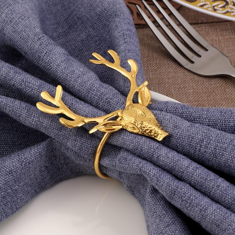 6pcs Deer Napkin Ring Nature Style Christmas Series Napkin Holder