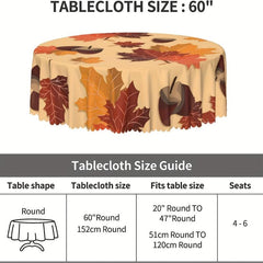 Floral Round Tablecloth Colorful Flower Table Cover Stain Wrinkle Resistant