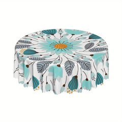 Floral Round Tablecloth Colorful Flower Table Cover Stain Wrinkle Resistant