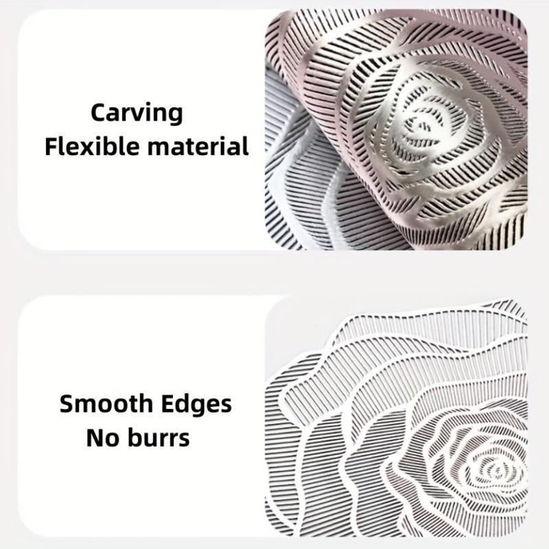 4pcs PVC Rose Flower Placemats Washable Reusable Anti-slip Table Mats