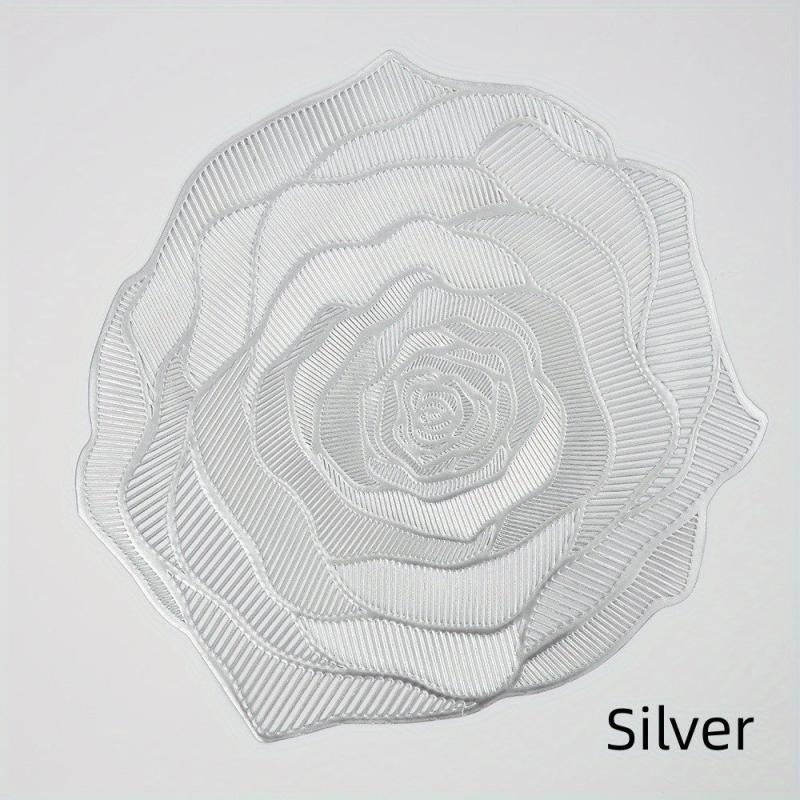 4pcs PVC Rose Flower Placemats Washable Reusable Anti-slip Table Mats