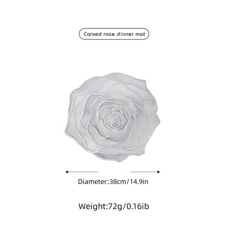 4pcs PVC Rose Flower Placemats Washable Reusable Anti-slip Table Mats