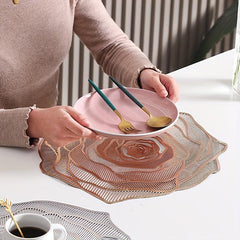 4pcs PVC Rose Flower Placemats Washable Reusable Anti-slip Table Mats