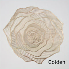 4pcs PVC Rose Flower Placemats Washable Reusable Anti-slip Table Mats