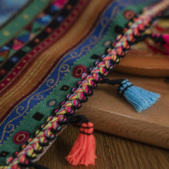 Boho Style Waterproof Tablecloth Colorful Tassel Rectangle