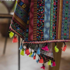 Boho Style Waterproof Tablecloth Colorful Tassel Rectangle
