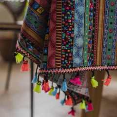 Boho Style Waterproof Tablecloth Colorful Tassel Rectangle