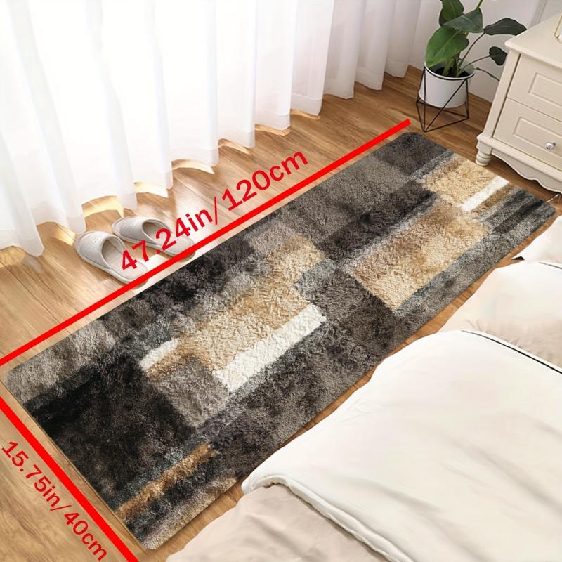 Geometric Fuzzy Coffee Kitchen Rugs Absorbent Non Slip