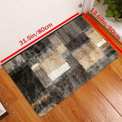 Geometric Fuzzy Coffee Kitchen Rugs Absorbent Non Slip