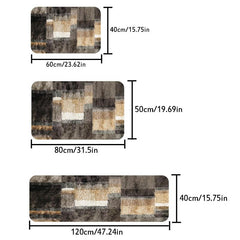 Geometric Fuzzy Coffee Kitchen Rugs Absorbent Non Slip