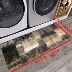 Geometric Fuzzy Coffee Kitchen Rugs Absorbent Non Slip