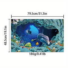 Absorbent Non Slip Dolphin Ocean Fish Printed Kitchen Rugs