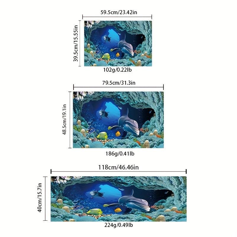 Absorbent Non Slip Dolphin Ocean Fish Printed Kitchen Rugs