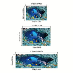 Absorbent Non Slip Dolphin Ocean Fish Printed Kitchen Rugs