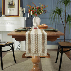 Boho Macrame Table Runner With Tassels Woven Linen Fringed Jute Table Cover