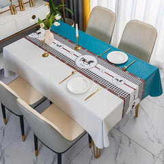 Nordic Coffee Table Mat Waterproof PVC Tablecloth for Regular Rectangular Use