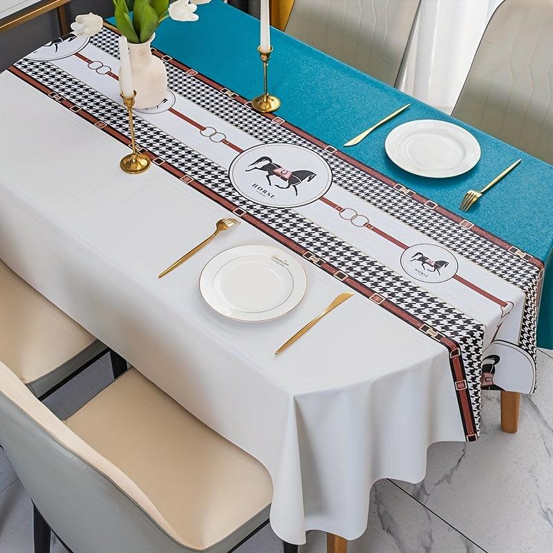 Nordic Coffee Table Mat Waterproof PVC Tablecloth for Regular Rectangular Use