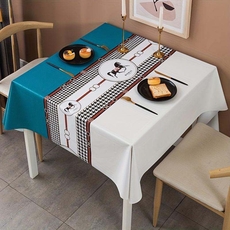Nordic Coffee Table Mat Waterproof PVC Tablecloth for Regular Rectangular Use