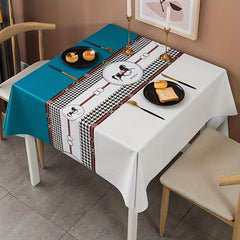 Nordic Coffee Table Mat Waterproof PVC Tablecloth for Regular Rectangular Use
