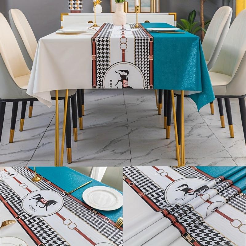 Nordic Coffee Table Mat Waterproof PVC Tablecloth for Regular Rectangular Use