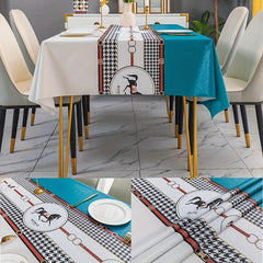 Nordic Coffee Table Mat Waterproof PVC Tablecloth for Regular Rectangular Use