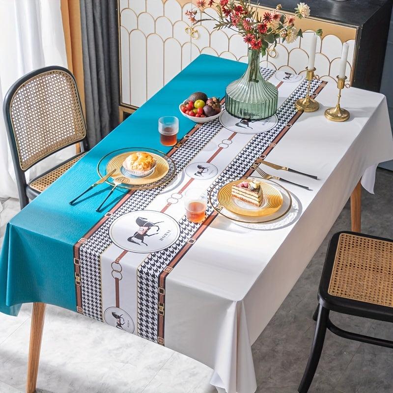 Nordic Coffee Table Mat Waterproof PVC Tablecloth for Regular Rectangular Use
