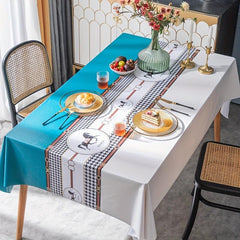 Nordic Coffee Table Mat Waterproof PVC Tablecloth for Regular Rectangular Use