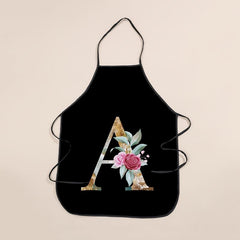 Polyester Flower & Letter Printed Waterproof Waist Apron Kitchen Supplies