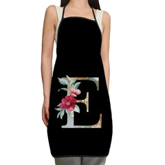 Polyester Flower & Letter Printed Waterproof Waist Apron Kitchen Supplies