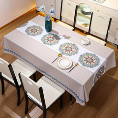 Waterproof Floral Pattern Tablecloth PVC Rectangular Table Cover