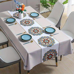 Waterproof Floral Pattern Tablecloth PVC Rectangular Table Cover