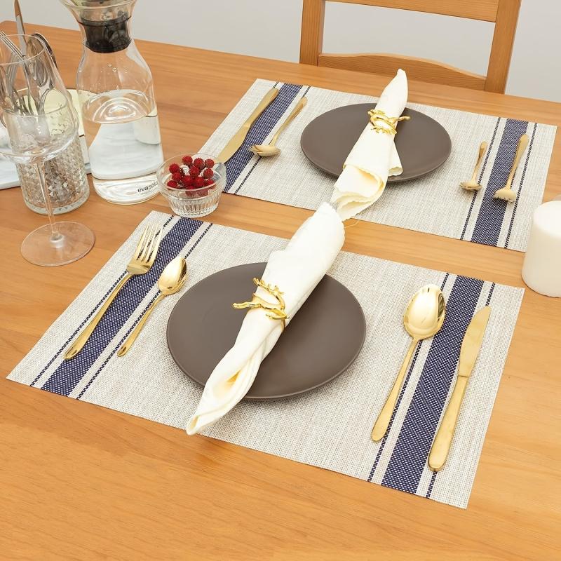 8pcs Plastic Placemats Heat Resistant Non Slip Washable Table Mats