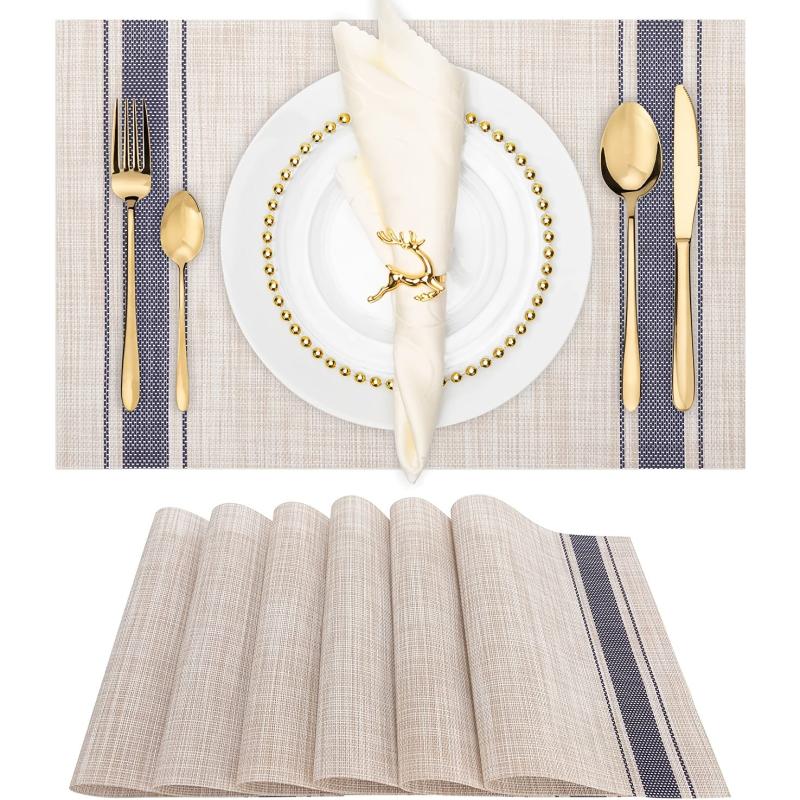 8pcs Plastic Placemats Heat Resistant Non Slip Washable Table Mats