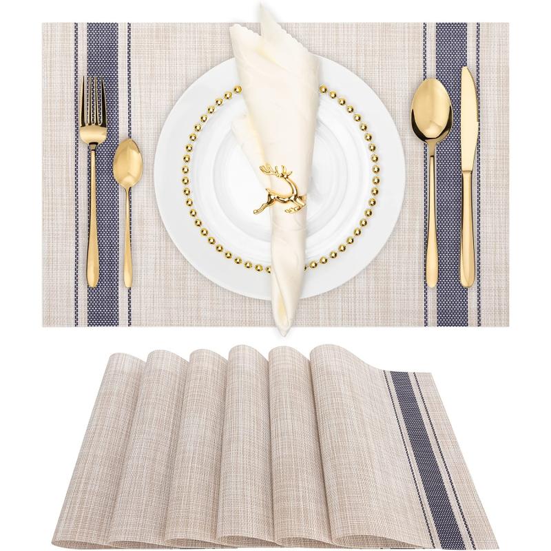 8pcs Plastic Placemats Heat Resistant Non Slip Washable Table Mats
