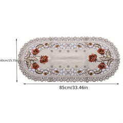 40 Polyurethane Round Tablecloth Oval Embroidery Fabric Tea Table Cloth