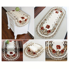 40 Polyurethane Round Tablecloth Oval Embroidery Fabric Tea Table Cloth