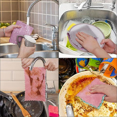 12pcs Microfiber Dish Cloths Double Sided Cleaning Rags Scouring Pads