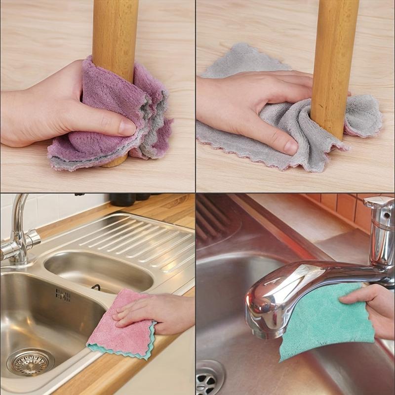 12pcs Microfiber Dish Cloths Double Sided Cleaning Rags Scouring Pads