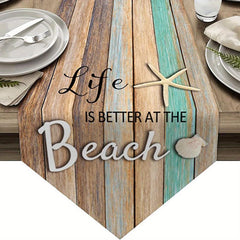 Ocean Style Linen Table Runner Summer Seashore Decor