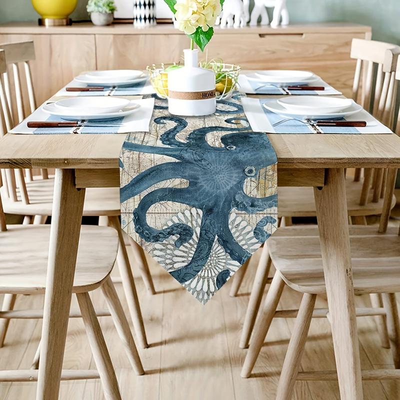 Ocean Style Linen Table Runner Summer Seashore Decor